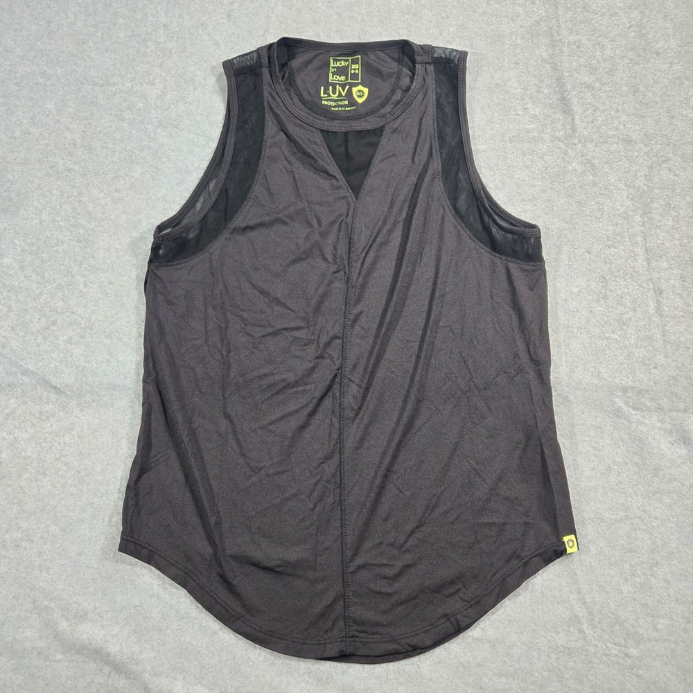 Lucky in Love LUV Protection Black Mesh Active Tank Top UPF 50 Womens XS
